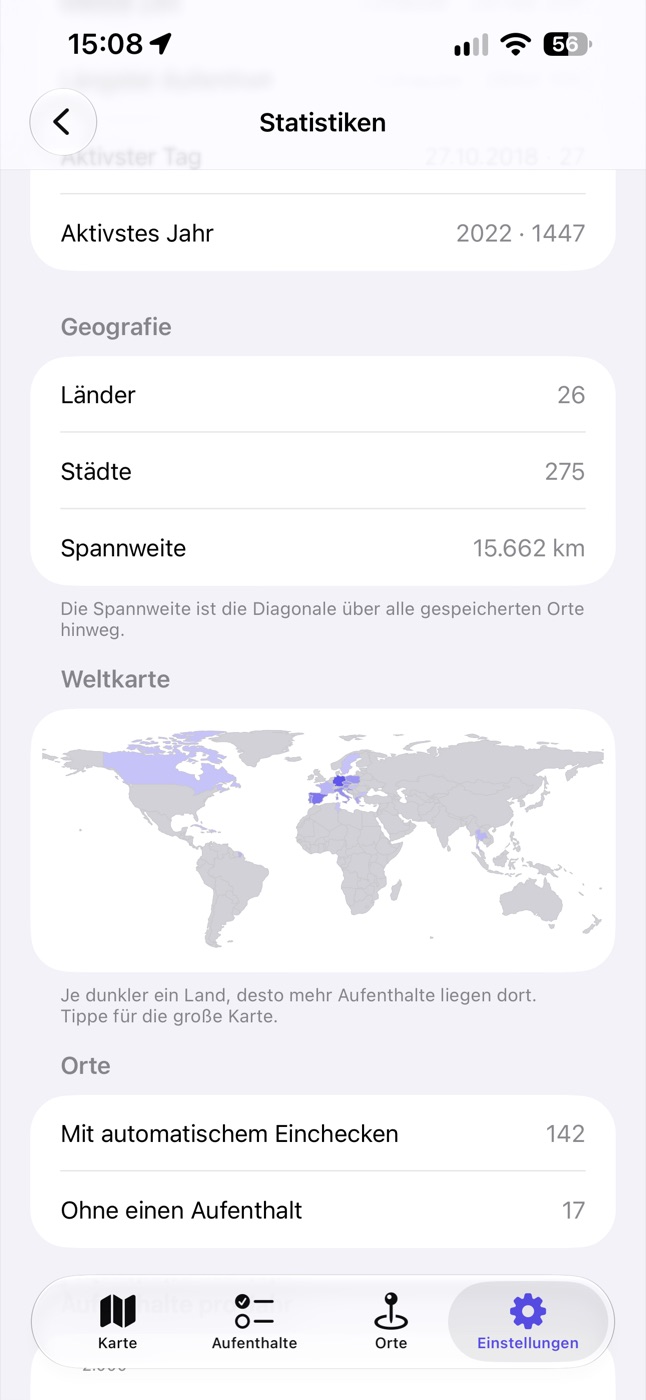 Statistik über das ganze Archiv mit Weltkarte