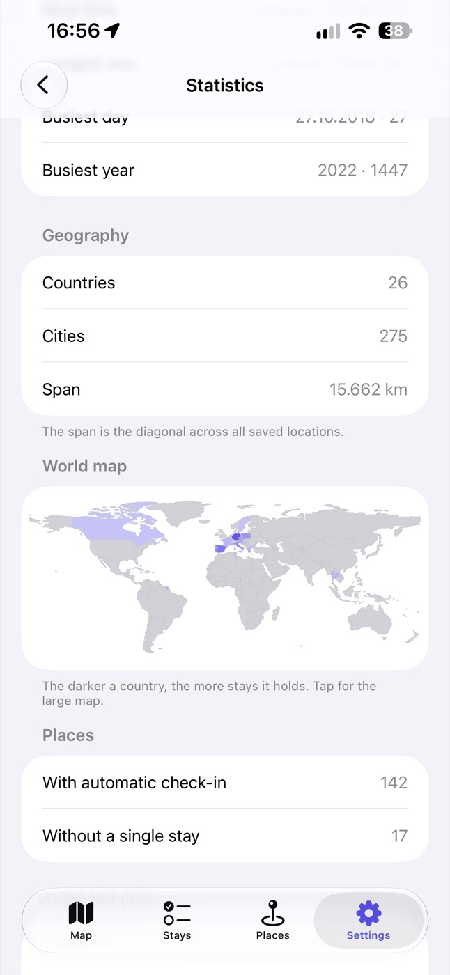 Statistics across the whole archive with a world map