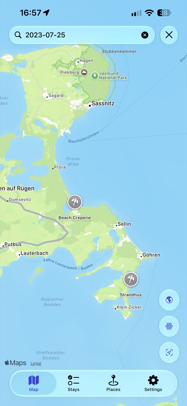 Map search for a date